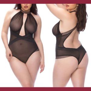 Oh La La Cheri Marian Collared Mesh Teddy PLUS